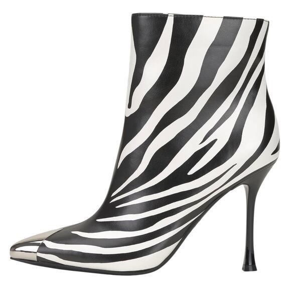 INC Women's Rohese Pointed Toe Booties Black White Zebra Size 7 1/2 - Picture 2 of 4